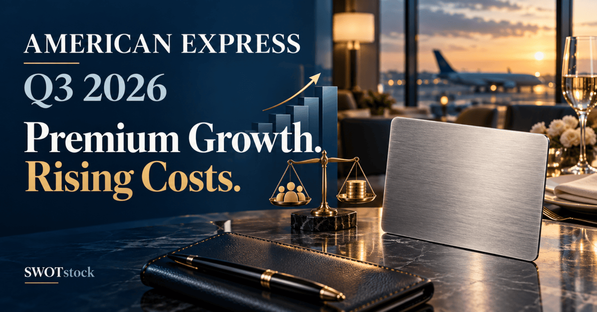 American Express Q3 2026 feature illustration highlighting premium membership growth and rising benefit costs.